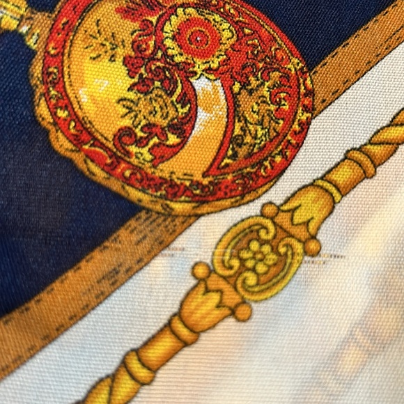 REGENCY STYLE NAVY BOARDER MULTI COLORS WITH POCKET WATCHES POLYESTER SCARF - Picture 5 of 5